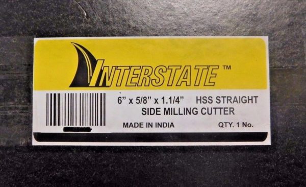Interstate Side Milling Cutter 6" x 5/8" x 1-14" 20 Teeth Straight HSS 03016409