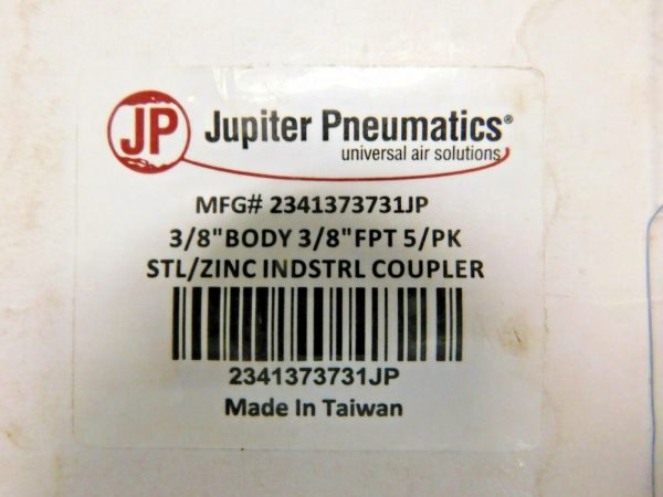 Jupiter Pneumatics Zinc Industrial Pneumatic Coupling Plug Set 5 PK 2341373731JP