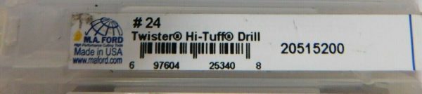M.A. Ford #24 135° Spiral Flute Carbide Screw Machine Drill Bit QTY 5 20515200