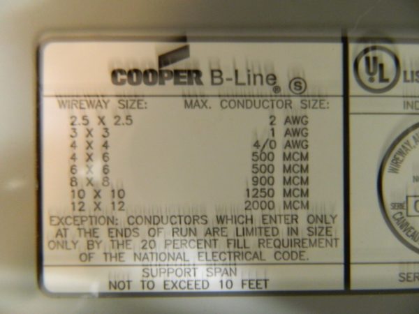 Cooper B-Line Screw Mount Wire Duct 12" Long x 6" Wide x 6" High 6612 HS
