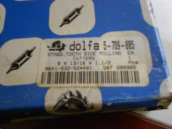 Dolfa 8" x 13/16" x 1-1/2" HSS 28T Stag Tooth Side Milling Cutter 5-709-885