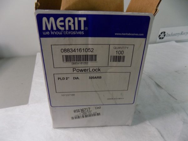 Merit 2" Dia 320 Grit Aluminum Oxide Quick Change Disc QTY 100 08834161052