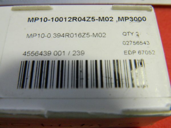 Seco Milling Inserts MP10 M02 Grade MP3000 Carbide 5FL TiAlN 67052