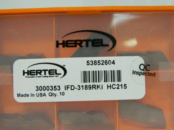 Hertel Carbide Grooving Insert 3189IFD K Grade HC215 Qty 10 3000353