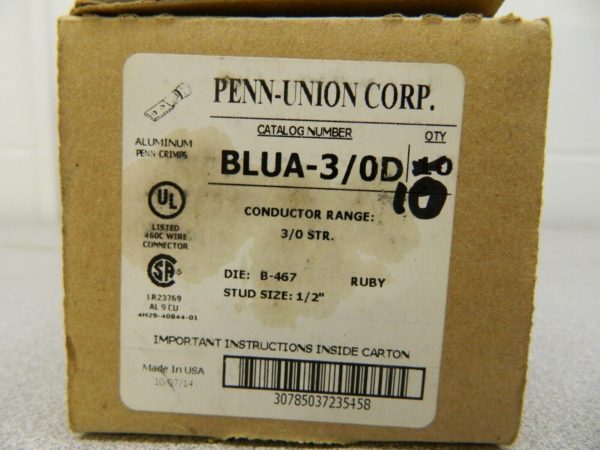 Penn Union Compression Lugs 10 Pack BLUA-3/0D