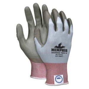 Memphis Diamond Tech Gloves Large Gray/Light Blue Qty 5 Pairs 9672DT2L