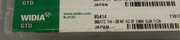 Widia Greenfield 1/4" Pitch 28 High Speed Steel Spiral Point Tap QTY 2 85414