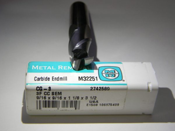 Metal Removal 9/16" x 9/16" x 1-1/8" x 3-1/2" 3F Carbide Single End Mill M32251