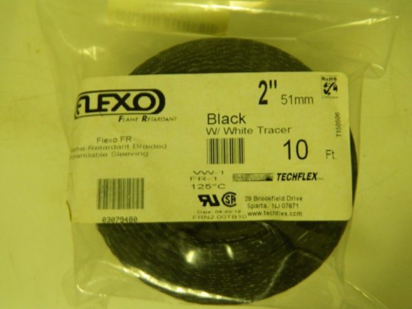Techflex Expandable Braided Sleeving 2" Black 10 ft per Roll QTY 2 FRN2.00TB10