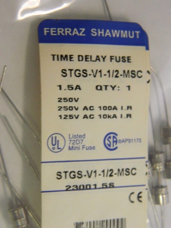 Ferraz Shawmut Time Delay Fuses With Axial Leads 250v STGS-V1-1/4-MSC