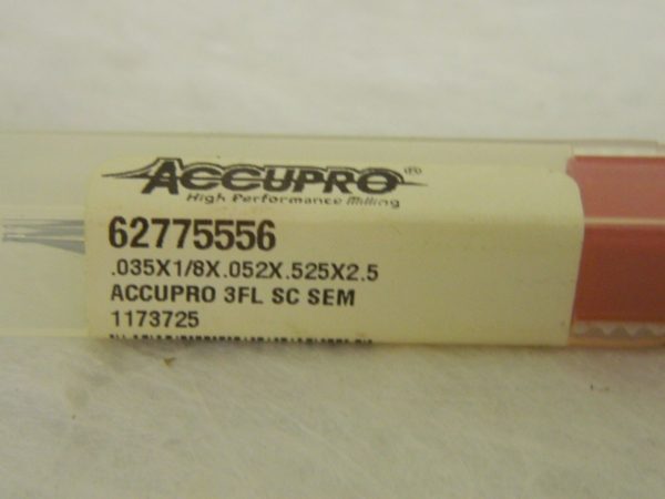 Accupro 0.052" LOC 3FL Solid Carbide Square End Mill QTY 3 62775556