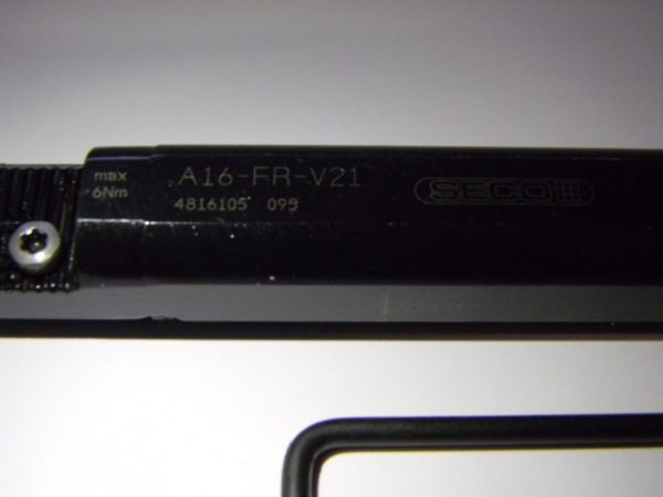 Seco Indexable Boring Bar 1" X 8" RH Holder Steel Through Coolant A16-FR-V21