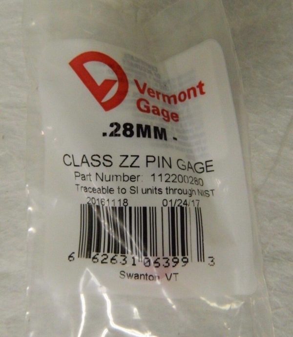 Vermont Gage Plug and Pin Gage 0.028" Diam Class ZZ Minus Qty 17 111202800