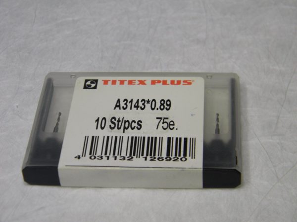 Walter Titex Micro Precision Drills 0.89mm Dia. x 25mm OAL Qty 10 A3143-0.89