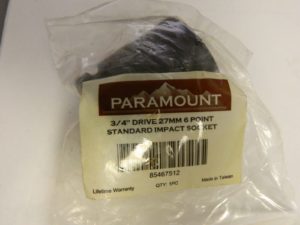 Paramount 3/4" Drive 27mm Standard Impact Socket QTY 5 PAR-M5227
