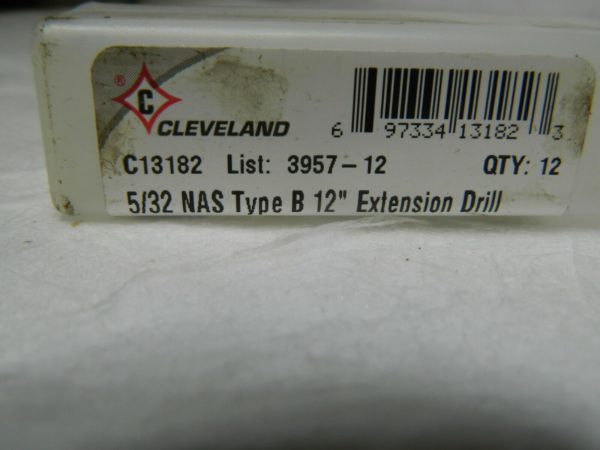 Cleveland HSS Aircraft Extension Drill Bit 5/32" Diam, 12" OAL Qty 11 C13182