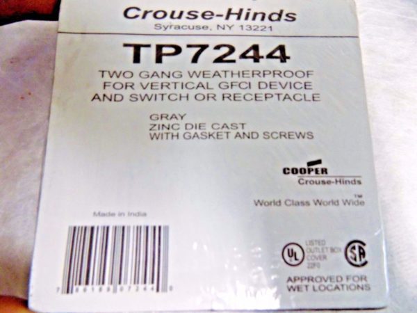 Cooper Crouse-Hinds Electrical Outlet/Switch Box Wtherproof Alum Qty 2 TP7244