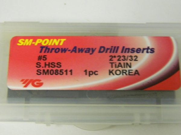 YG1 Throw-away Drill Insert 2-23/32" x 7/16" Cobalt Steel SM Point SM08511