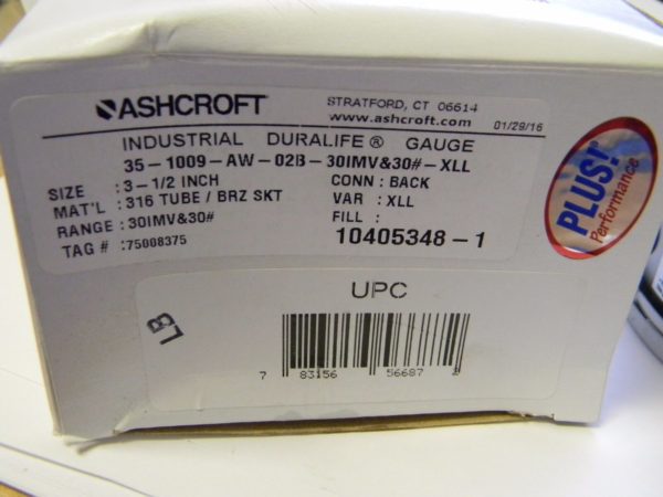 Ashcroft Type 1009 Dry Filled Pressure Gauge 351009A2BLLV/30