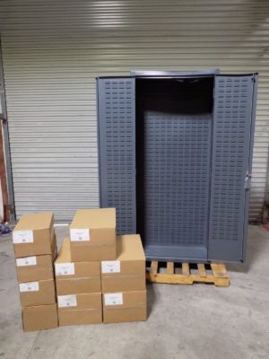Durham Heavy Duty Storage Cabinet w/ Bins 36" x 18" x 84" Gray Steel Damaged