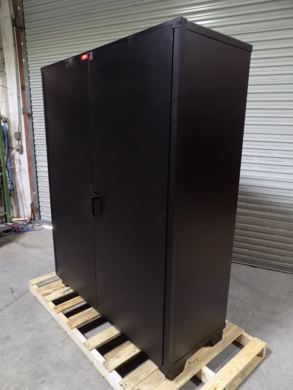 Jamco Heavy Duty Storage Cabinet w/ Bins 78 x 60 x 23 Steel Black DE260-BL Used