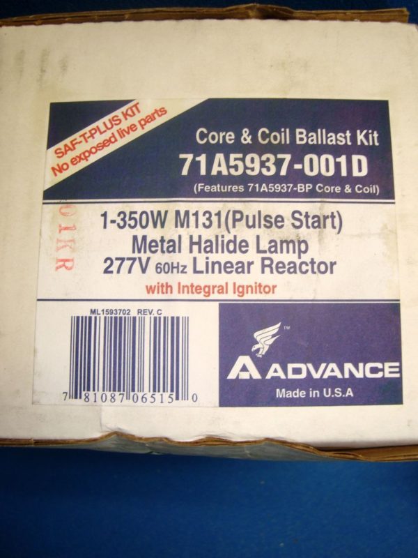 Advance 350 Watt Metal Halide Ballast 277 Volt USA #71A5937-001D