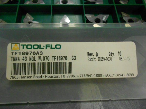 Tool-Flo Carbide Inserts TNMA43NGL W.070 TF18976 C3 Qty. 10 #TF18976A3