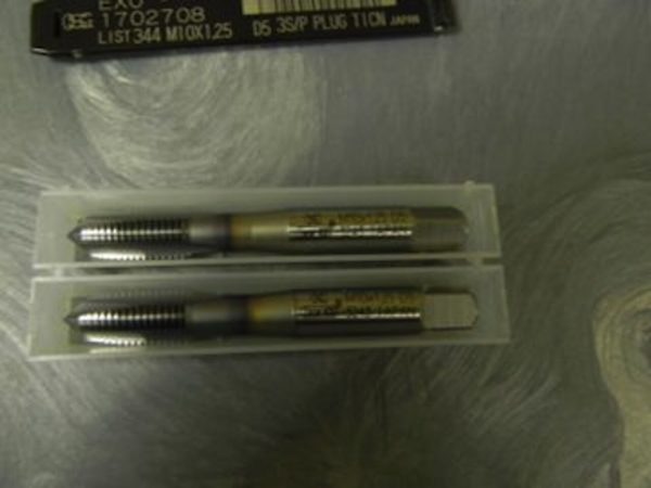 OSG Spiral Point Plug Taps M10 x 1.25 D5 3FL Powdered Metal TiCN #1702708