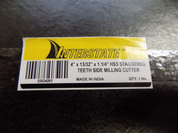 Interstate Staggered Teeth Side Milling Cutter 4" x 13/32" x 1-1/4" HSS 03034261