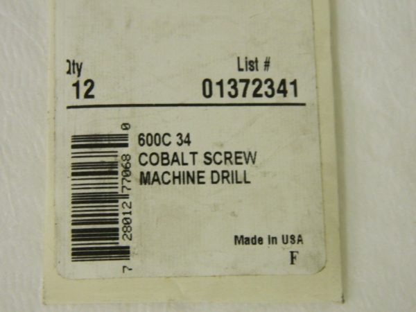 Precision Spiral Screw Machine Drill Bit 0.111" Cobalt 135°Qty. 24 #01372341
