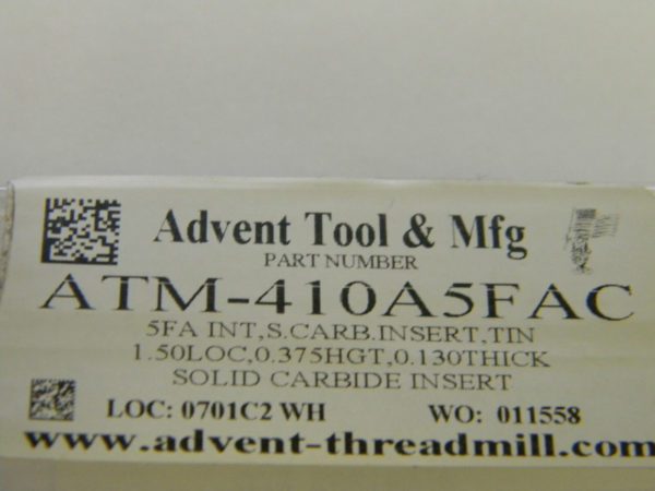 Advent Tool Carbide Threading Inserts Lot of 2 #ATM-410A5FAC