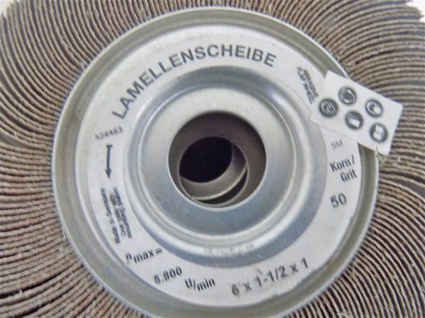 Lamellenscheibe Abrasive Flap Wheel 50 Grit 6" x 1-1/2" x 1" Lot of 2 324463