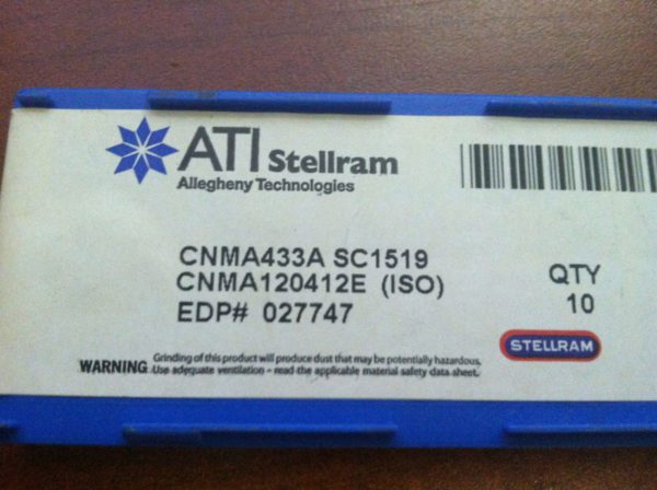 ATI Stellram Carbide Turning Inserts CNMA433A Grade SC1519 Qty. 10 #027747