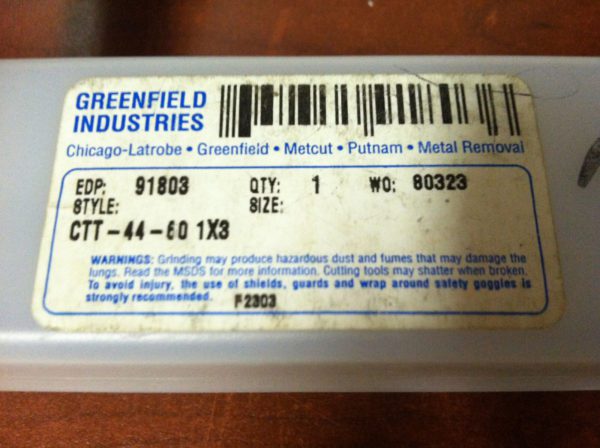 Greenfield 1/2" x 2-1/2" x 8-1/4" 3F Carbide Tipped 3MT Core Drill USA #91803