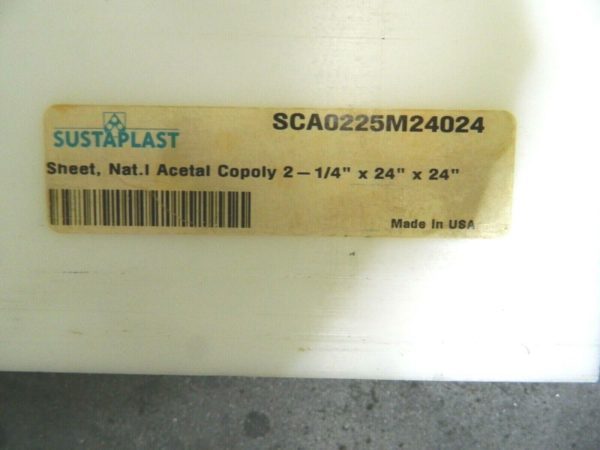 Sustaplast 2-1/4" Thick 24" Wide 2' Long Acetal Sheet 04194619