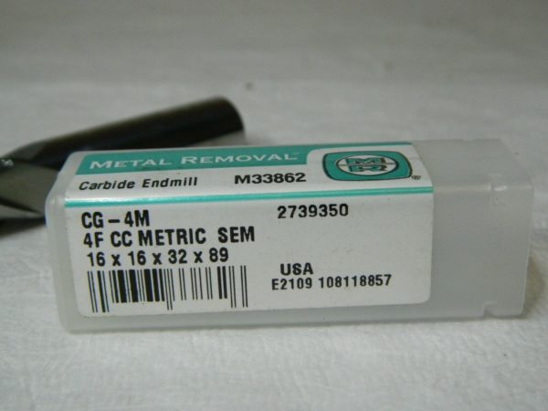 Metal Removal Carbide CC End Mill 16mm x 16mm x 32mm x 89mm 4-Flute M33862