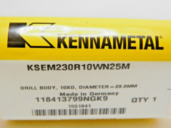 Kennametal Replaceable-Tip Drill 23 to 23.5mm 10xD KSEM230R10WN25M 1551841