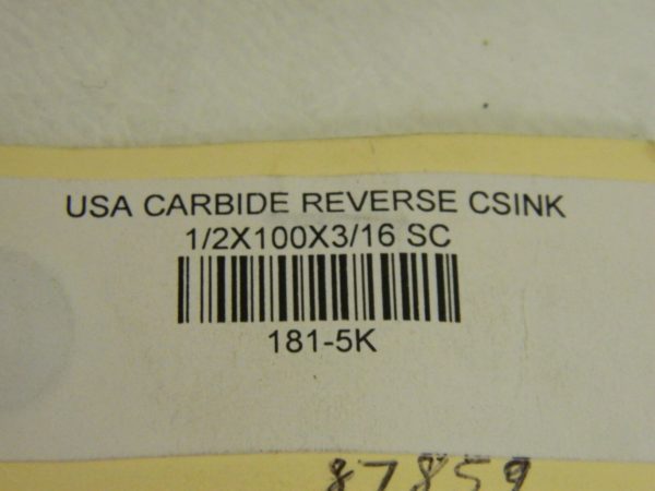 Craig Tool 1/2" X 3/16" Solid Carbide Reverse Countersink 181-5K