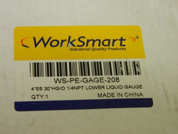 Worksmart Lower Liquid Gage 1/4" NPT 4" Dial #WS-PE-GAGE-208
