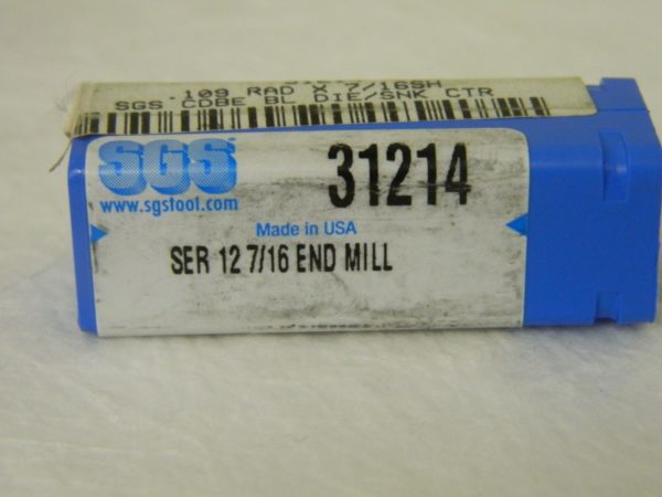 SGS Ball End Mill 7/16" x 0.109" 2FL Series 12 Carbide 31214