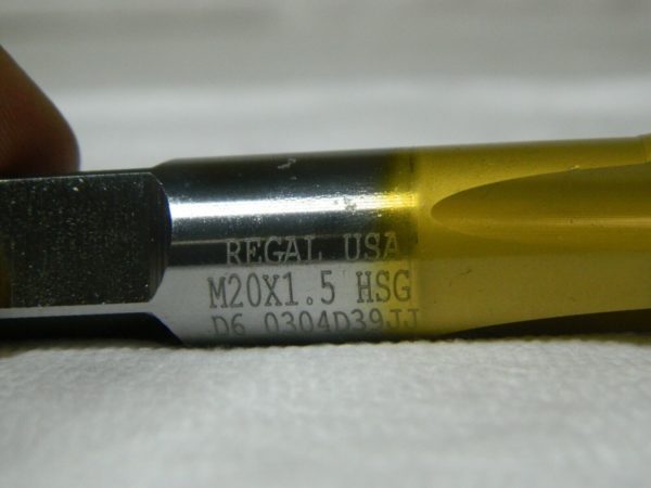 Regal HSS Straight FL Standard Hand Tap M20x1.50 Metric Fine D6 4FL 027800AS25