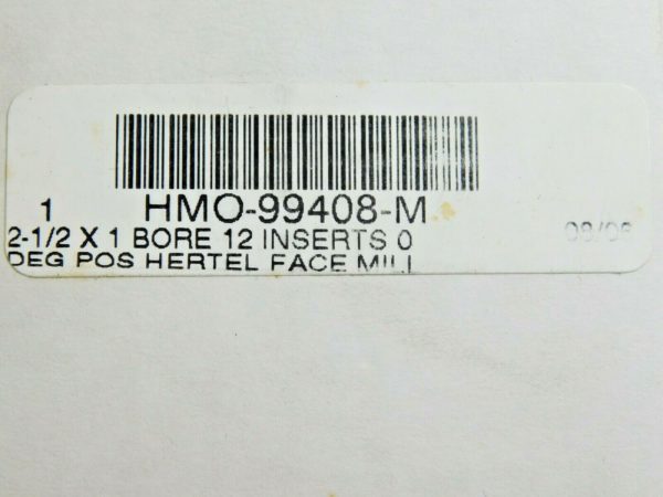 Hertel Indexable Face Mill 2-1/2" CD x 1" Bore 12 Inserts 7000 RPM HMO-99408-M