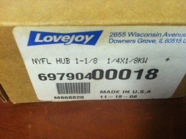 LoveJoy Gear Coupling Hub Nyflex 1-1/8" x 1/4" x 1/8" USA #69790400018