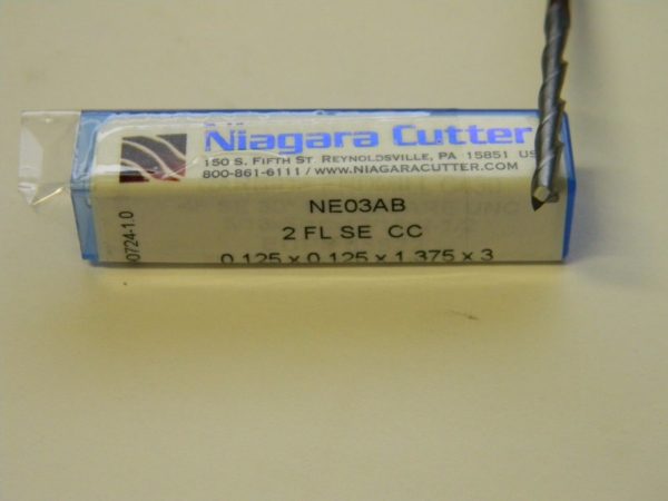 Niagara End Mill 0.125" x 0.125" x 1.375" x 3" 2FL Carbide TiCN QTY 2 NE03AB