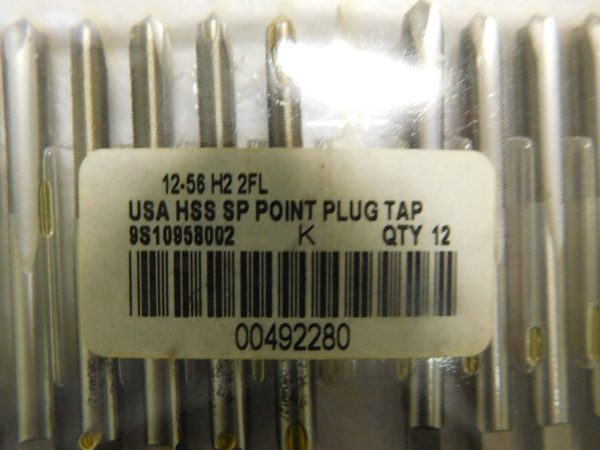 High Speed Steel Spiral Point Plug Tap 12-56 H2 2 Flute Set of 11 9S10958002