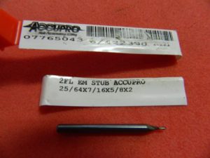 Accupro 07765043 25/64" x 7/16" x 5/8" x 2" Carbide 2- Flute CC Single End Mill