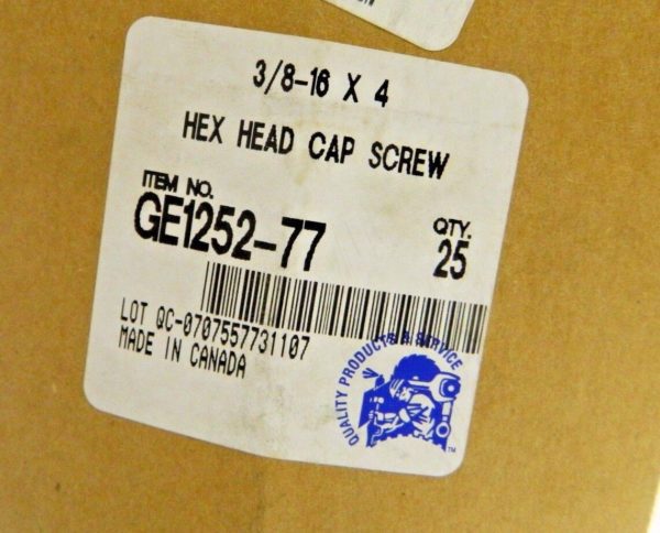 Hex Head Cap Screws 3/8"-16 x 4" Grade 8 Qty 25 GE1252-77