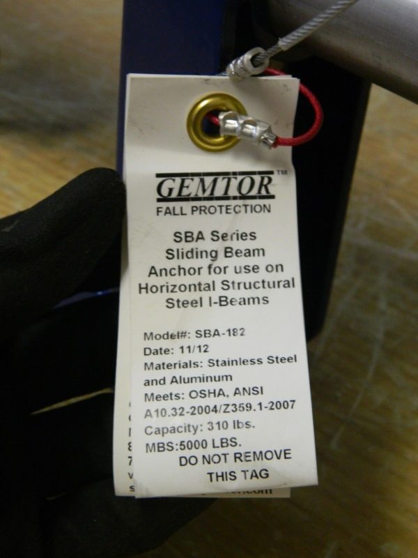 Gemtor SBA-182 Adjustable Sliding Beam Anchor 12" - 18"