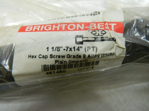 Brighton 1-1/8 - 7 UNC, 14" Length Under Head Hex Head Cap Screw QTY 2 86503075