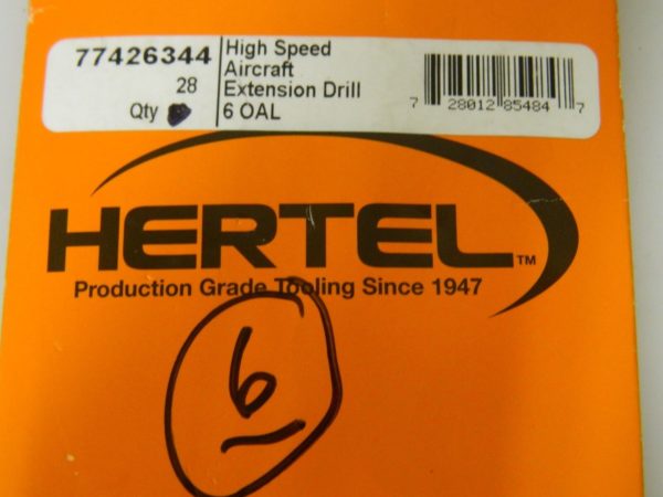 Hertel Aircraft Extension Drill Bit 6 Pack 0.1695" Diam 6" OAL HSS 77426344